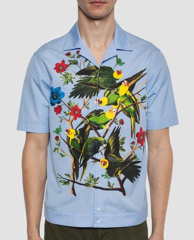  DSQUARED2 - Áo sơ mi nam tay ngắn in hình Blue Botanic Eden 