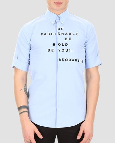  DSQUARED2 - Áo sơ mi nam ngắn tay Contrast Printed Letters 
