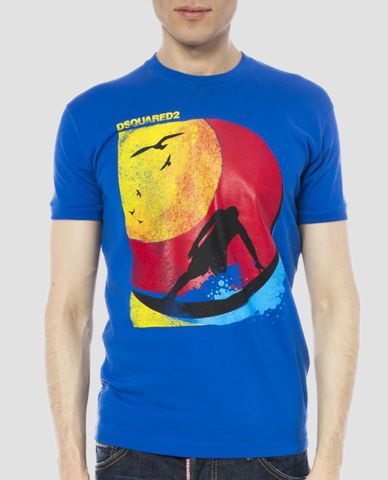  DSQUARED2 - Áo thun nam ngắn tay cổ tròn in hình Surfed 