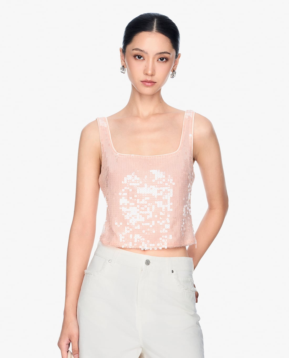 GIGI - Áo hai dây nữ cổ vuông đính sequin sang trọng
