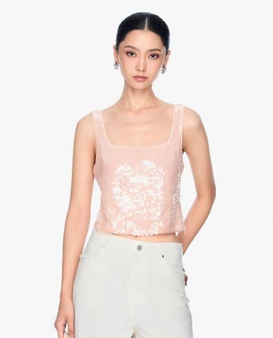  GIGI - Áo hai dây nữ cổ vuông đính sequin sang trọng 