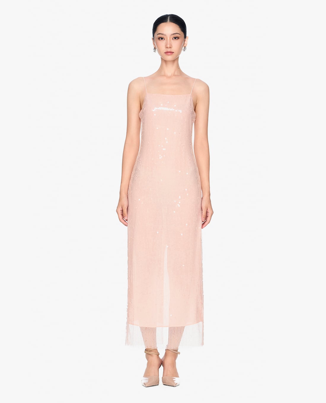 GIGI - Đầm hai dây midi phối voan nữ tính