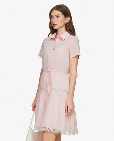  GIGI - Đầm sơ mi mini cổ bẻ tay ngắn phối thắt nơ 