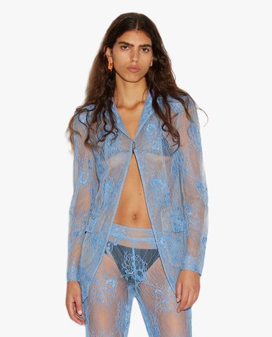  DSQUARED2 - Áo blazer nữ tay dài vải lưới xuyên thấu nữ tính 