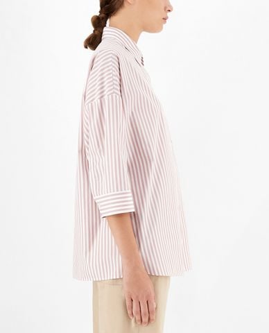  WEEKEND MAX MARA - Áo sơ mi nữ cổ bẻ họa tiết kẻ sọc Cotton Poplin 