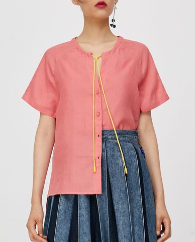  MAX&Co. - Áo sơ mi nữ ngắn tay Pure Linen 