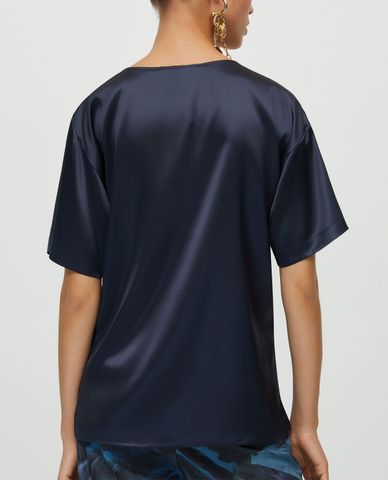  MAX&Co. - Áo kiểu nữ cổ tròn ngắn tay Silk Satin 