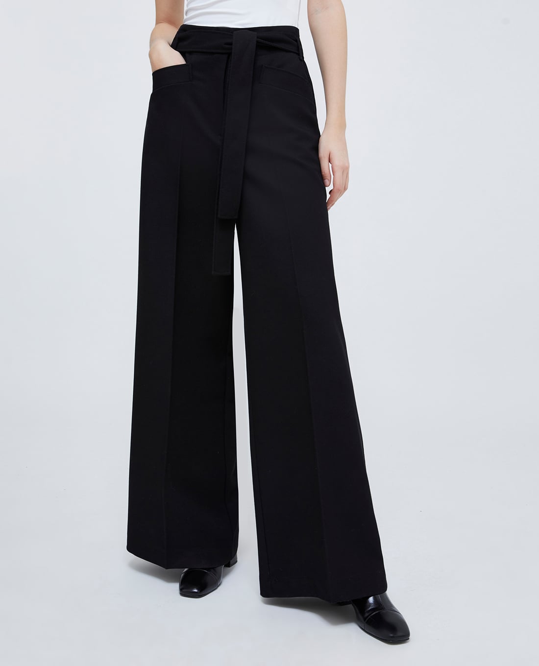 MAX&Co. - Quần nữ ống rộng lưng cao phối thắt lưng Von