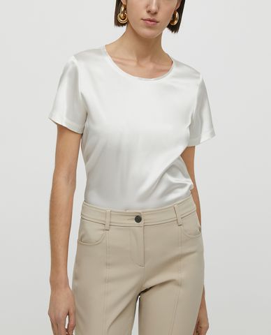  MAX&Co. - Áo kiểu nữ tay ngắn cổ tròn Silk Satin 