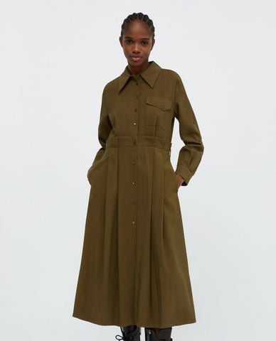  MAX&Co. - Đầm sơ mi midi cổ bẻ tay dài phối thắt lưng Armilla 