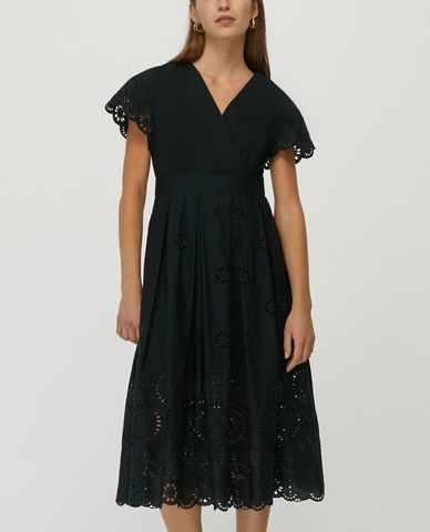  MAX&Co. - Đầm midi cổ V tay ngắn St Gallen Embroidered Cotton 