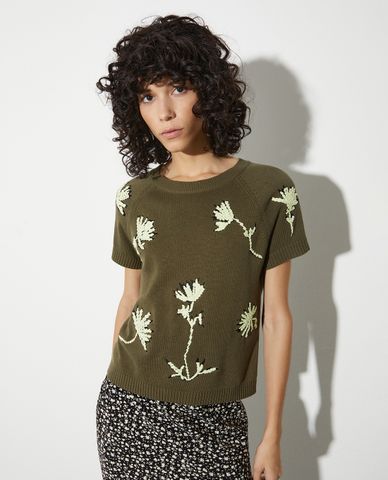  MAX&Co. - Áo dệt kim nữ cổ tròn tay ngắn Dizzy 