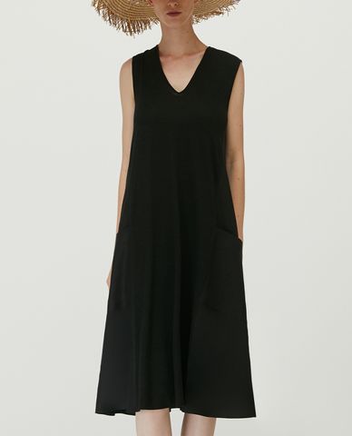  MAX&Co. - Đầm midi sát nách cổ V phom suông Flared Linen 