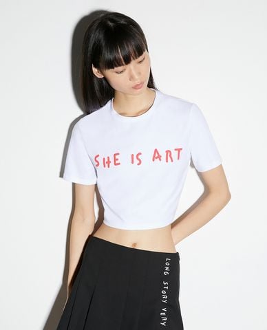  MAX&Co. - Áo croptop nữ cổ tròn tay ngắn Ninety 