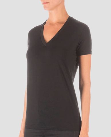  DSQUARED2 - Áo thun nữ cổ chữ V không họa tiết 