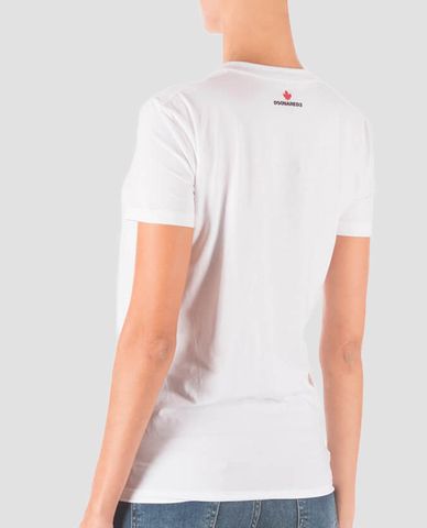  DSQUARED2 - Áo thun nữ cổ chữ V không họa tiết 