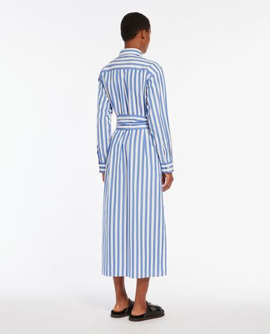  WEEKEND MAX MARA - Đầm sơ mi midi cổ bẻ tay dài phối thắt lưng và kẻ sọc Falasco 