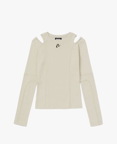  NERDY - Áo thun nữ cổ tròn tay dài phom ôm Stitch Cut Out 