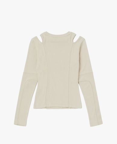  NERDY - Áo thun nữ cổ tròn tay dài phom ôm Stitch Cut Out 