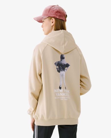  MLB - Áo hoodie tay dài phối mũ thời trang Back Painting 