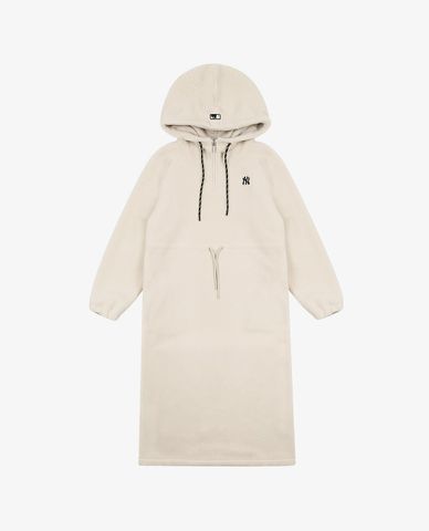  MLB - Đầm midi phối mũ phom suông tay dài Brushed Fleece Long Overfit 