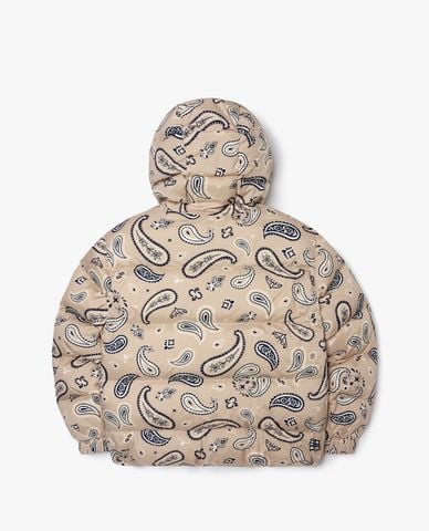  MLB - Áo khoác phao tay dài phối mũ Paisley 