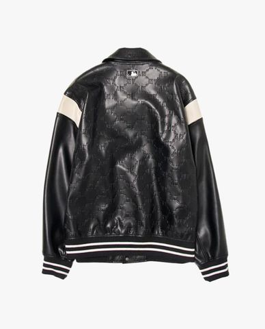  MLB - Áo khoác da unisex cổ bẻ tay dài Embo Dia Monogram 