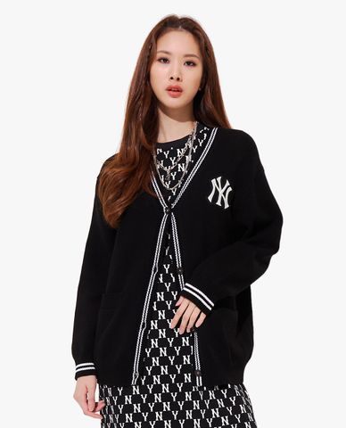  MLB - Áo khoác cardigan phom suông cổ V Basic Big Logo 
