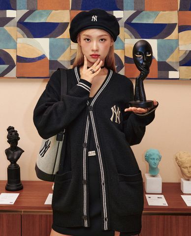  MLB - Áo khoác cardigan phom suông Basic Big Logo 