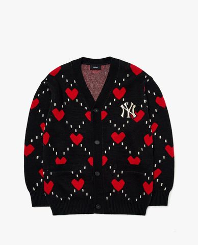  MLB - Áo khoác cardigan cổ V Heart All Over 