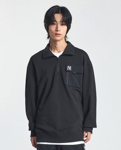  MLB - Áo sweatshirt nam cổ bẻ tay dài Basic Gorpcore 