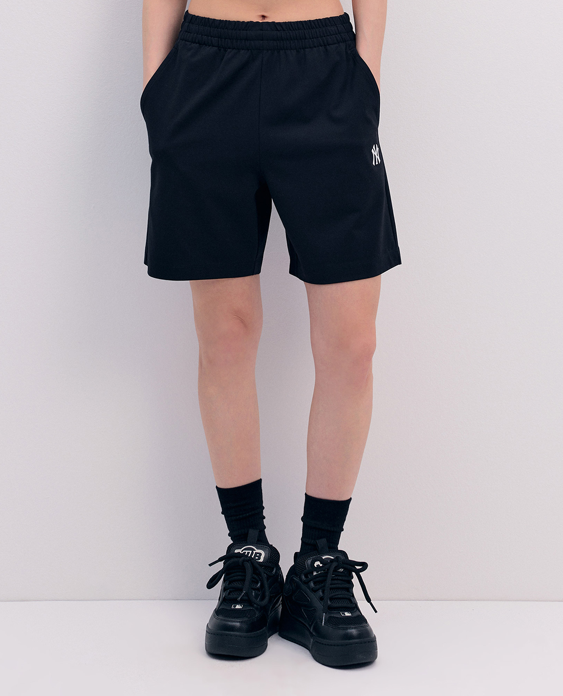 MLB - Quần shorts unisex ống rộng lưng thun Basic Cotton Touch 5 Part