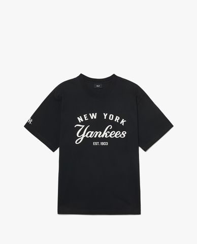  MLB - Áo thun unisex cổ tròn tay ngắn Basic American Lettering 