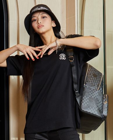  MLB - Áo thun unisex cổ tròn tay ngắn Checkerboard Back Logo 