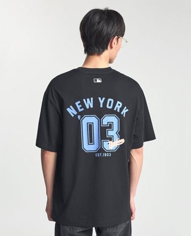  MLB - Áo thun unisex cổ tròn tay ngắn Varsity 