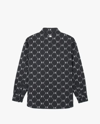  MLB - Áo sơ mi unisex cổ bẻ tay dài Diamond Monogram Jacquard Cotton 