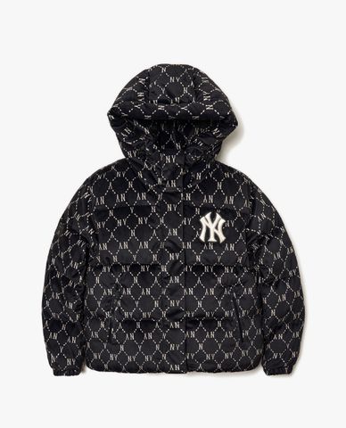  MLB - Áo khoác phao tay dài phối mũ Monogram Crop Down 