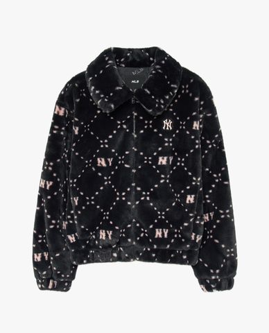  MLB - Áo khoác lông nữ dáng ngắn Monogram 