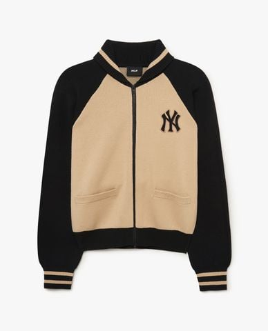  MLB - Áo khoác dệt kim nữ cổ bẻ tay dài Varsity 