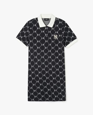  MLB - Đầm polo nữ cổ bẻ tay ngắn mini Diamond Monogram Jacquard Piqué 