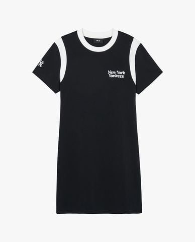  MLB - Đầm mini cổ tròn tay ngắn trẻ trung 