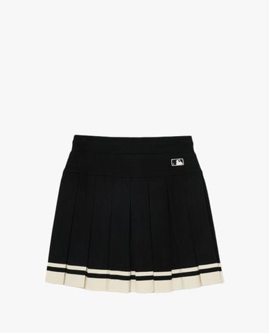 MLB - Chân váy xếp li mini Classic Sports Striped Knit Pleated 