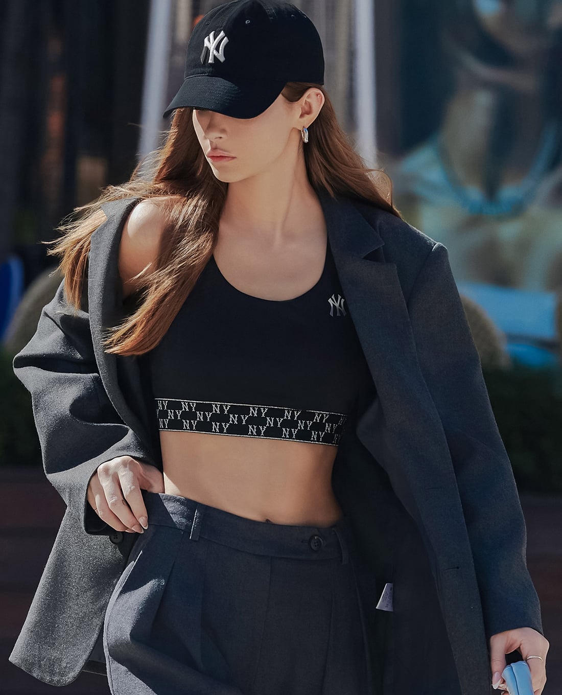 MLB - Áo bra thể thao nữ Monogram Luxlleisure Band Point