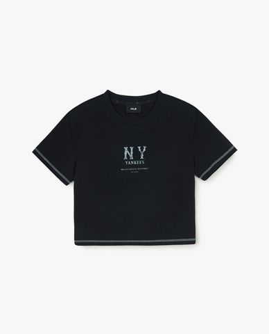  MLB - Áo croptop nữ cổ tròn tay ngắn Basic Coopers Logo 