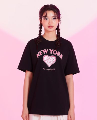  MLB - Áo thun nữ cổ tròn tay ngắn Heart 