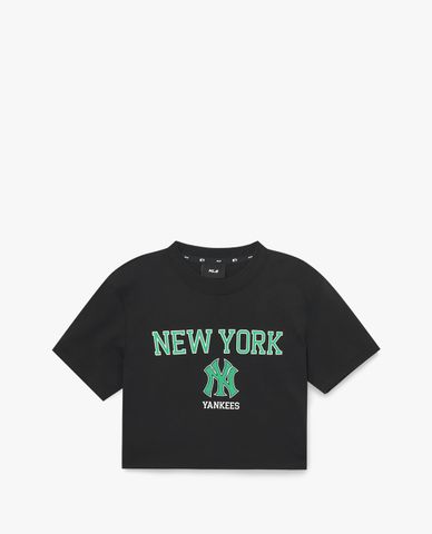  MLB - Áo croptop nữ cổ tròn tay ngắn Varsity 