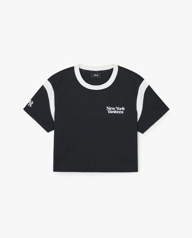  MLB - Áo croptop nữ cổ tròn tay ngắn Varsity 