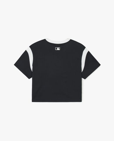  MLB - Áo croptop nữ cổ tròn tay ngắn Varsity 
