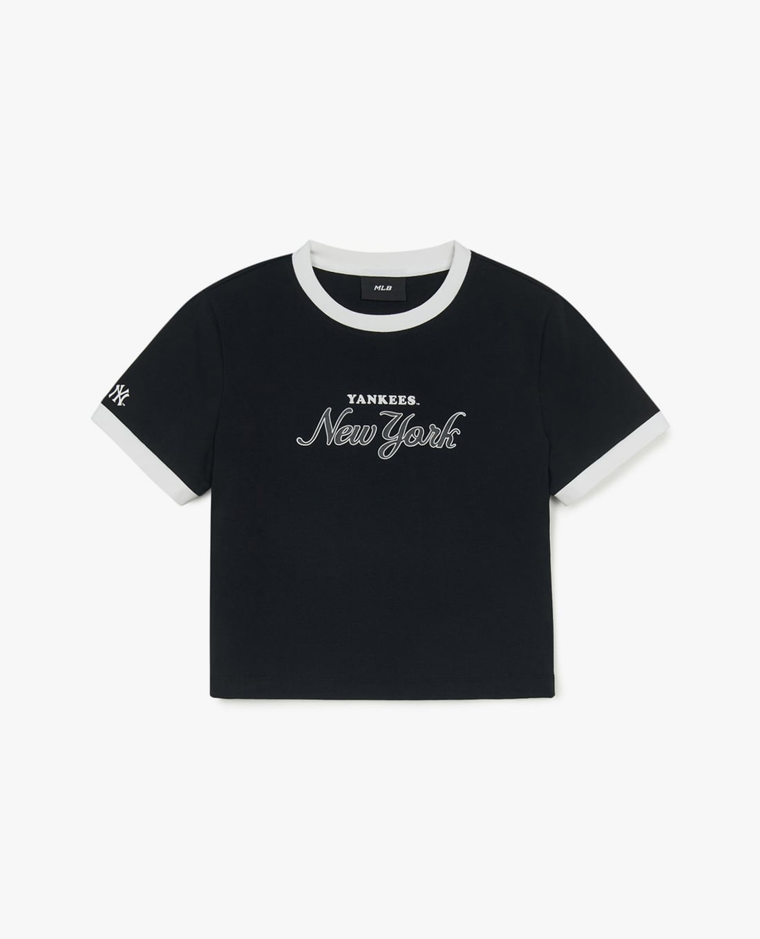 MLB - Áo croptop nữ cổ tròn tay ngắn Varsity Ringer