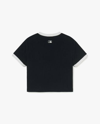  MLB - Áo croptop nữ cổ tròn tay ngắn Varsity Ringer 